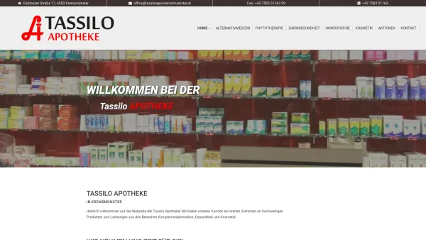 Website Screenshot: Tassilo Apotheke OG - Ihre Tassilo Apotheke in Kremsmünster! - Date: 2023-06-26 10:22:53