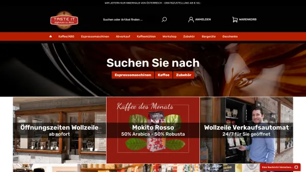 Website Screenshot: taste it - ausgesuchte italienische Kaffees und Espressomaschinen - Espressomaschinen Wien - Espressoshop taste it - Date: 2023-06-26 10:22:53