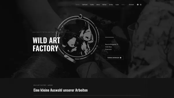Website Screenshot: ART FACTORY Tattoo by Gerhard Piercing by Christa - Home - WILD ART FACTORY Tattoos Vienna - Date: 2023-06-26 10:22:53