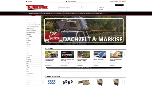 Website Screenshot: Taubenreuther GesmbH. Österreich Ausrüstung für Geländewagen - :: Taubenreuther Gesellschaft m.b.H - Date: 2023-06-26 10:22:53