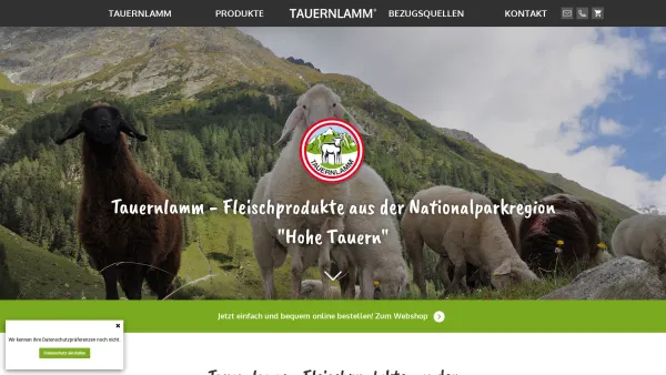 Website Screenshot: Tauernlammverwertung registrierte Genossenschaft mit beschränkter Firma Tauernlamm Onlineshop Official - Tauernlamm - Fleischprodukte aus der Region - Date: 2023-06-26 10:22:53