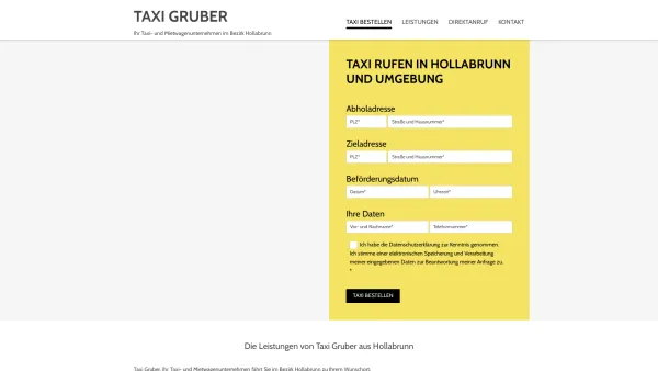 Website Screenshot: TAXI-Gruber - Taxi Gruber Hollabrunn - Jetzt Taxi rufen - Date: 2023-06-26 10:22:56