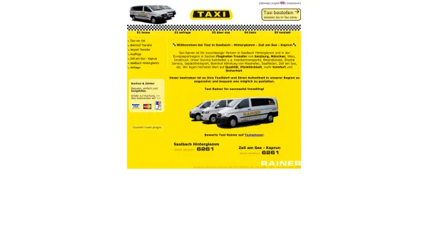 Website Screenshot: Taxi Rainer Saalbach Hinterglemm - Taxi Transfer nach Zell am See, Saalbach Hinterglemm und Kaprun. - Date: 2023-06-14 10:45:37