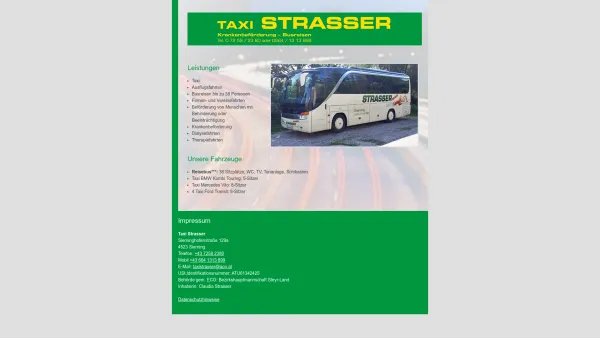 Website Screenshot: Taxi STRASSER - Taxi Strasser – Taxi Ausflugsfahrten Busreisen in Sierning b. Steyr - Date: 2023-06-26 10:22:56