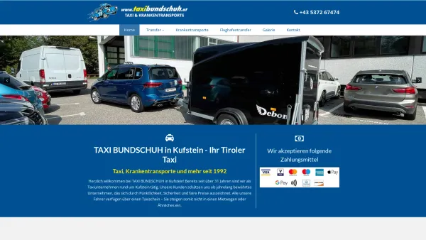 Website Screenshot: TAXI BUNDSCHUH KG - S‘KUFSTEIN TAXI | Taxi & mehr in Kufstein - Date: 2023-06-15 16:02:34