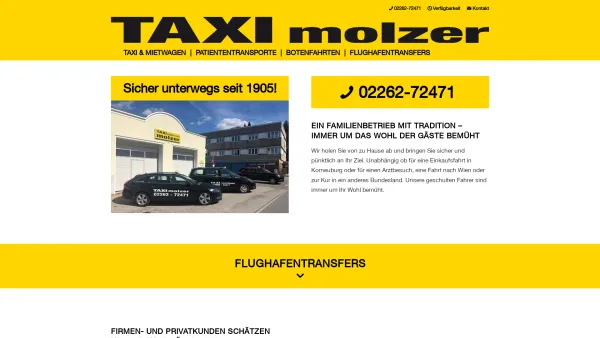 Website Screenshot: Taxi Molzer - TAXI molzer Korneuburg - Home - Date: 2023-06-26 10:22:56