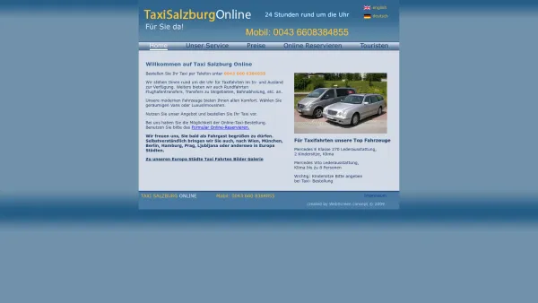 Website Screenshot: Taxi Salzburg Online - Taxi Salzburg Online Ihr Taxi in Salzburg - Date: 2023-06-26 10:22:56