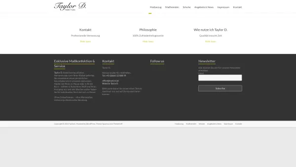 Website Screenshot: Taylor D. GmbH - Taylor D Maßanzüge für Herren in Wien - Date: 2023-06-15 16:02:34