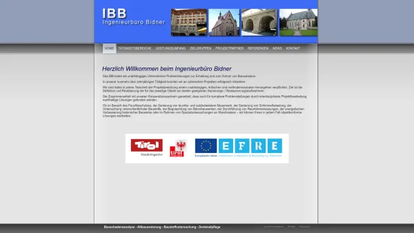Website Screenshot: Technisches Büro Bidner Bausubstanzuntersuchung Sanierung Denkmalpflege - IBB - Ingenieurbüro Bidner - Date: 2023-06-26 10:22:59