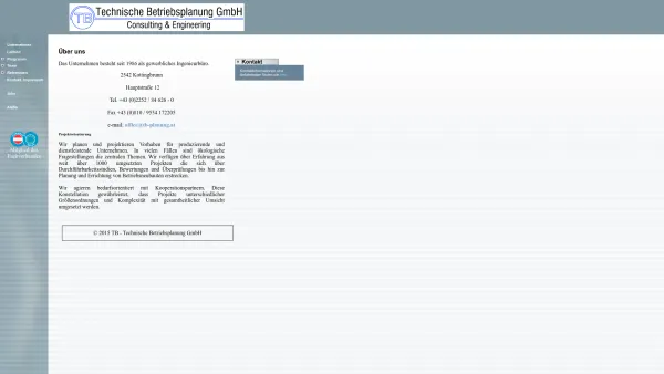 Website Screenshot: Technisches Büro - Hutter - TB - Technische Betriebsplanung GmbH - Date: 2023-06-14 10:45:39
