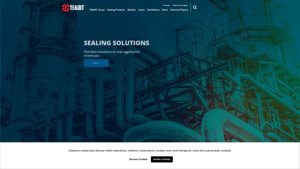 Website Screenshot: TEADIT Sealing Industry PTFE Products Gland packing Sheet jointings Gaskets Stuffing box packings Expanded PTFE Metallic gaskets N - Initial - TEADIT - Date: 2023-06-26 10:22:59