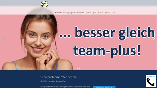 Website Screenshot: team-plus! Lernhilfe-Institut - team-plus! Qualitätsnachhilfe in Wien und Online - Sommerschule und Intensivkurse - Date: 2023-06-15 16:02:34
