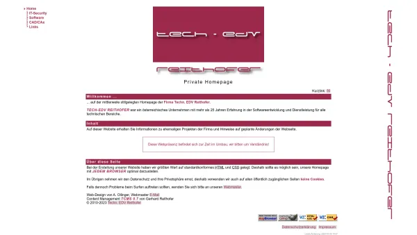 Website Screenshot: Technische EDV Christine Reithofer - Tech-EDV :: Organisation und Programmierung in der Technik -- Home - Date: 2023-06-26 10:23:02