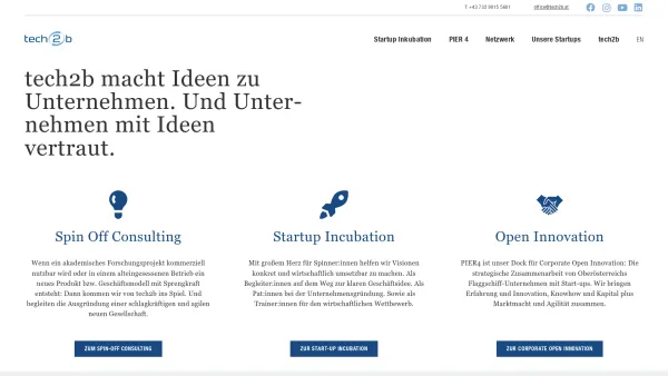 Website Screenshot: tech2b Gründerzentrum GmbH - tech2b the Upper Austrian Incubator - tech2b Inkubator GmbH - Date: 2023-06-26 10:23:02