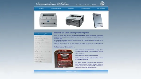Website Screenshot: Heinz Schilhan schreibmaschinen fax kopierer drucker scanner computer rechenmschinen diktiergeräte beschriftungsgeräte anrufbeantw - B�romaschinen - Date: 2023-06-26 10:23:02