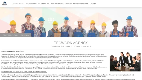 Website Screenshot: Tecwork Agency, Julia Kozlova - Personal aus Osteuropa*Leihpersonal*Zeitarbeit - Personal aus Osteuropa. - Date: 2023-06-26 10:23:02