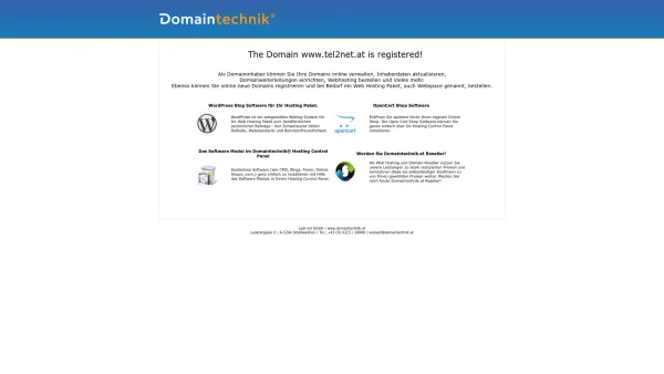 Website Screenshot: Tel2Net Sprach, Daten, Lösungen - Domain www.tel2net.at is registered by Domaintechnik® - Date: 2023-06-15 16:02:34