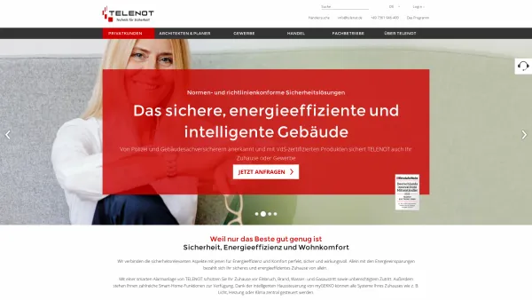 Website Screenshot: Telenot Electronic Vertriebsgesellschaft mbH - TELENOT | Sicherheitslösungen und Alarmanlagen - Date: 2023-06-26 10:23:05