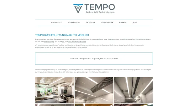 Website Screenshot: Tempo Luft und Wassertechnik Lüftungsdecken Küchenhauben - TEMPO Luft- und Wassertechnik / Saubere Luft. Saubere Lösung. - Date: 2023-06-26 10:23:05