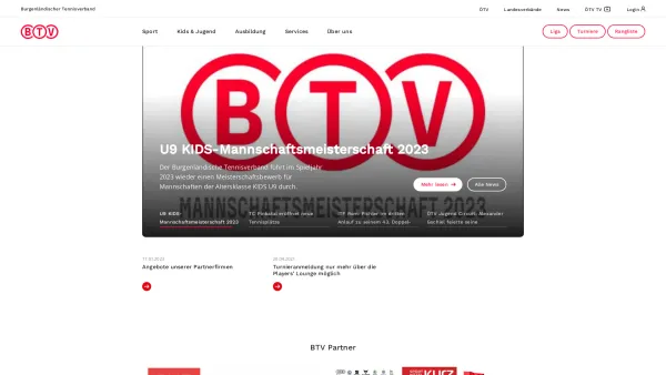 Website Screenshot: BTV Burgenländischer Burgenländischer Tennisverband - BTV: BTV - Date: 2023-06-14 10:45:42