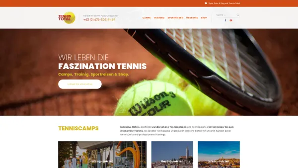 Website Screenshot: Tennis Total - Camps, Training, Sportreisen & Shop - Tennis Total - Date: 2023-06-14 10:45:42