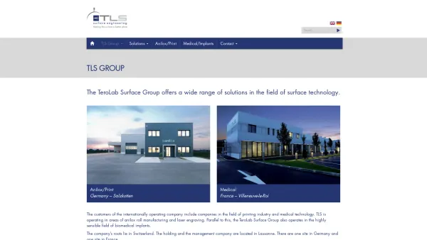 Website Screenshot: TLS Terolab Services is specialized in advanced surface engineering technologies employing the latest thermal spray processes serv - TLS Group - TLS Group - Date: 2023-06-26 10:23:07