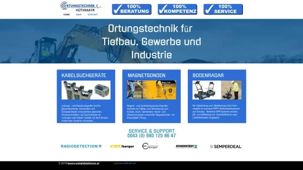 Website Screenshot: Ortungstechnik, Metallsuchgeräte Hüthmayr / Österreich - Ortungstechnik für Tiefbau, Gewerbe und Industrie - Date: 2023-06-26 10:23:06