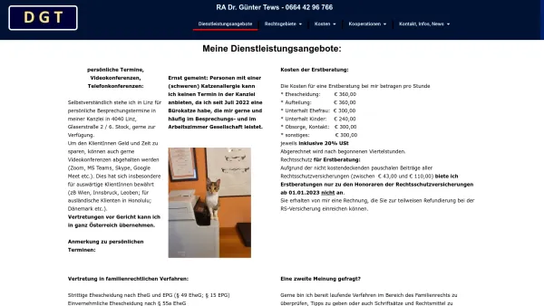 Website Screenshot: WebSite Rechtsanwalt Dr. Günter Tews - RA Dr. Tews Linz und Wien – Schwerpunkte: Alle Verfahren des Familienrechts - Date: 2023-06-15 16:02:34
