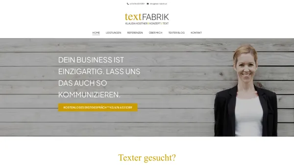Website Screenshot: Textfabrik, Dr. Klaudia Kostner - Freier Texter / Textagentur - Dr. Klaudia Kostner - Date: 2023-06-26 10:26:46