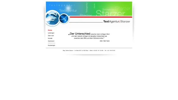 Website Screenshot: Textagentur Starzer - Textagentur Sabine Starzer: wenn Sie wollen, dass Ihre Texte gelesen werden! - Date: 2023-06-14 10:45:42