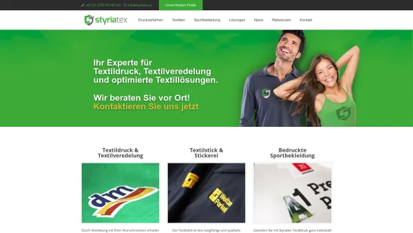 Website Screenshot: Textildruck Pöllau - Textildruck Steiermark / Graz Stickerei – styriatex.at - Date: 2023-06-15 16:02:34