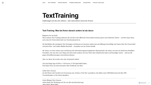 Website Screenshot: Text-Training - TextTraining – Erfahrungen mit den sehr schönen – aber auch schönen Seiten des Textens - Date: 2023-06-15 16:02:34