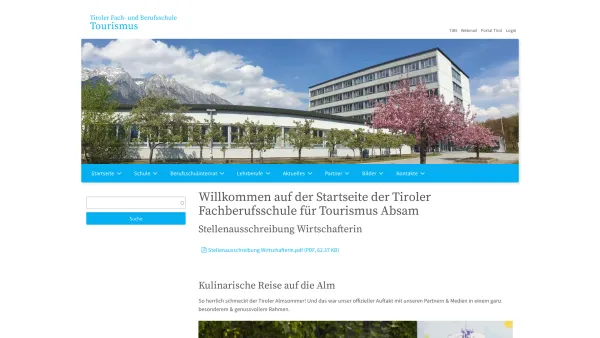 Website Screenshot: Tiroler Fachberufsschule für Tourismus Absam TFBS Absam) - TFBS Tourismus - Date: 2023-06-26 10:23:07