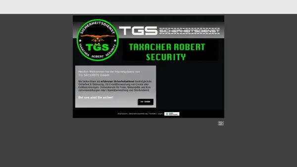 Website Screenshot: TG-SECURITY GMBH - Start (TG-Security GmbH) - Date: 2023-06-26 10:23:10