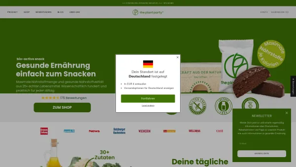 Website Screenshot: The Plant Party - the plant party – gesunde Ernährung einfach zum Snacken - Date: 2023-06-26 10:26:46