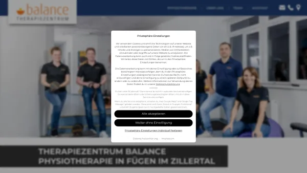 Website Screenshot: Praxis für Physiotherapie Balance - Therapiezentrum Balance - Physiotherapie in Fügen im Zillertal - Date: 2023-06-26 10:23:10