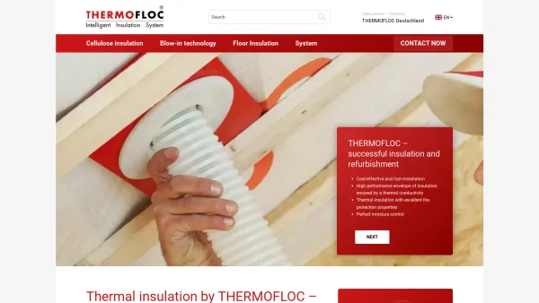 Website Screenshot: Dämmstoff von Thermofloc Dämmstoffe für die Wärmedämmung Schalldämmung und Dämmpellets zum Dämmen - Thermal insulation of THERMOFLOC - Insulation in cellulose - Date: 2023-06-26 10:23:13