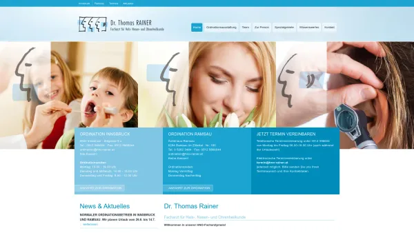 Website Screenshot: Dr. Thomas Rainer - HNO Rainer: Dr. Thomas Rainer - Facharzt für Hals-, Nasen- und Ohrenheilkunde - Date: 2023-06-26 10:23:13
