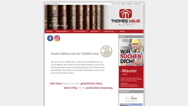 Website Screenshot: Thomes Gesellschaft Ts Bau GesmbH - Willkommen bei Thomes Bau - Ihr Baumeister im Tullnerfeld - Date: 2023-06-26 10:23:13