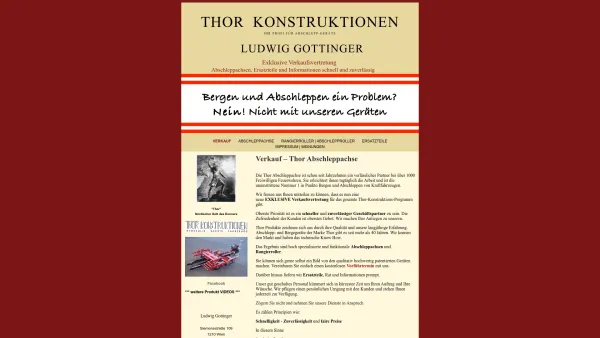Website Screenshot: Thor Konstruktionen Verkaufsvertretung Ludwig Gottinger - Verkaufsvertretung Thor Abschleppachse | Schnell u. Zuverlässig - Date: 2023-06-15 16:02:34
