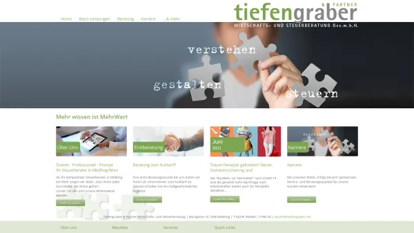 Website Screenshot: Tiefengraber & Partner Wirtschafts und Steuerberatung GmbH - Mehr wissen ist MehrWert - Tiefengraber & Partner | Steuerberater in Mödling - Date: 2023-06-26 10:23:16
