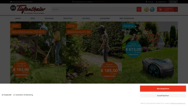 Website Screenshot: TIEFENTHALER GmbH. & Co. KG - Tiefenthaler Land-, Garten- und Forsttechnik Shop - Wir verbinden Technik mit Natur - Date: 2023-06-14 10:45:45