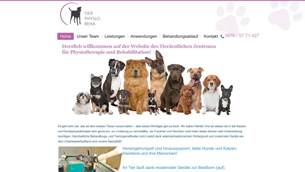 Website Screenshot: Tierärztl.Zentrum f. Physiotherapie & Rehabilitation - Home - tier-rehab.at - Date: 2023-06-26 10:23:16