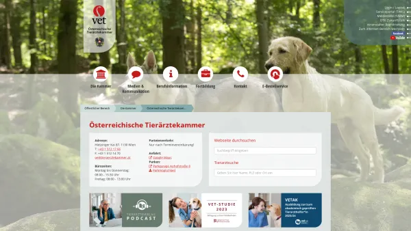 Website Screenshot: Österreichische Tierärztekammer - Österreichische Tierärztekammer - Date: 2023-06-26 10:23:16