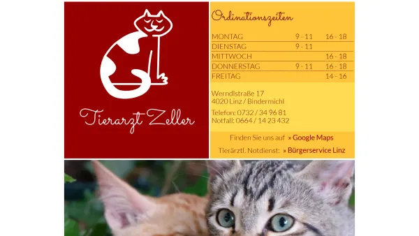 Website Screenshot: der Tierarztpraxis Bindermichl - Tierarzt Georg Zeller - Tierarztpraxis Bindermichl - Date: 2023-06-26 10:23:16