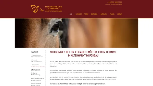 Website Screenshot: TIERARZTPRAXIS ALTENMARKT FÜR KLEINTIERE UND PFERDE - Praxis Tierarzt Dr. Elisabeth Müller in Altenmarkt im Pongau - Date: 2023-06-26 10:23:16