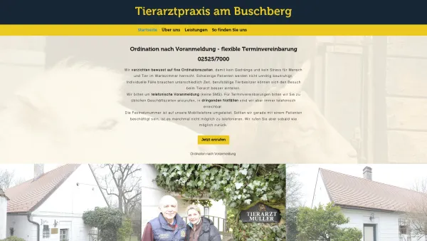 Website Screenshot: Müller Eva Tierarztpraxis am Buschberg - Tierarzt | Tierarztpraxis am Buschberg | Wenzersdorf - Date: 2023-06-14 10:45:45