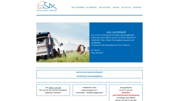 Website Screenshot: Herzlichauf der Website von Tierarzt Mag. Georg Six Waidhofen/Ybbs - Willkommen | SIX - Date: 2023-06-14 10:45:45