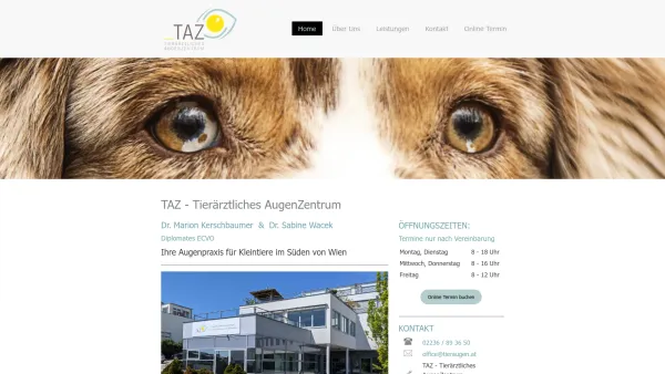 Website Screenshot: Tieraugen - Willkommen - TAZ - Tierärztliches AugenZentrum Wien - Date: 2023-06-26 10:23:16
