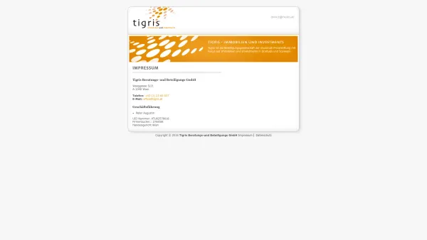 Website Screenshot: Restaurant Tigris - Tigris - Immoblien und Investments - Date: 2023-06-26 10:23:19